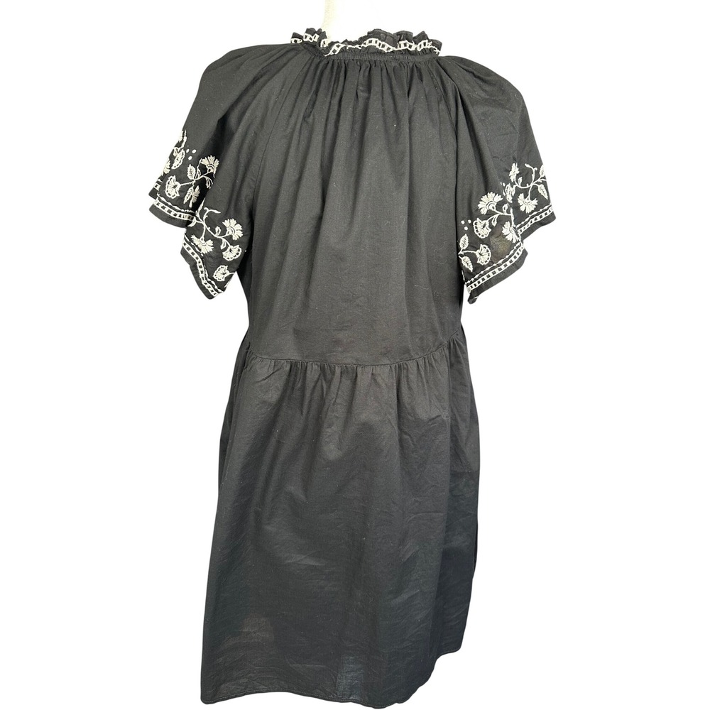 Old Navy Embroidered Babydoll Mini Dress Womens Small Black Boho Cottagecore - Picture 9 of 10